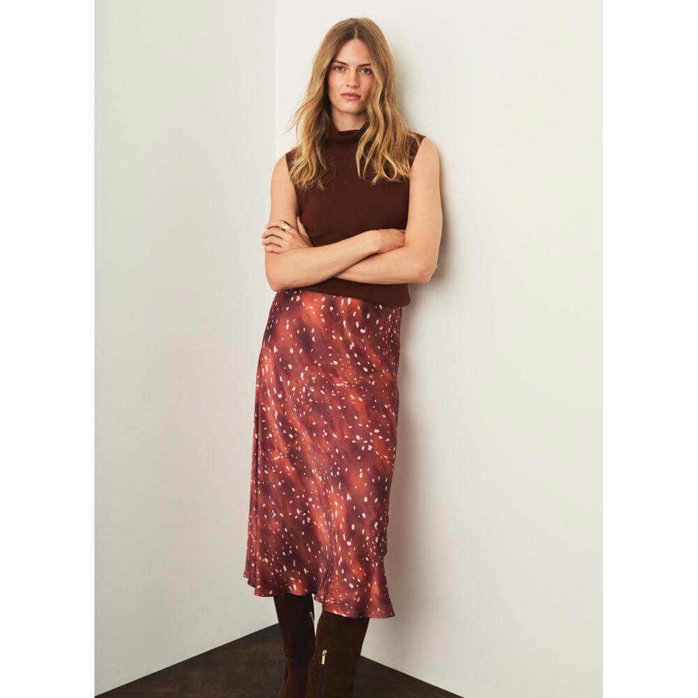Mint Velvet Animal Print Satin Slip Skirt